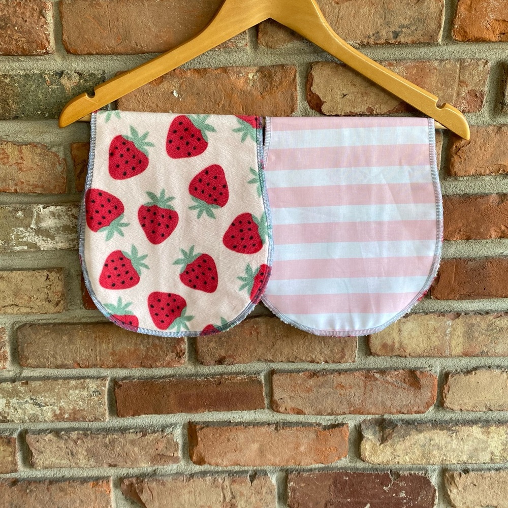 Burp cloths: Strawberry and Striped Baby Bib, Set of 3